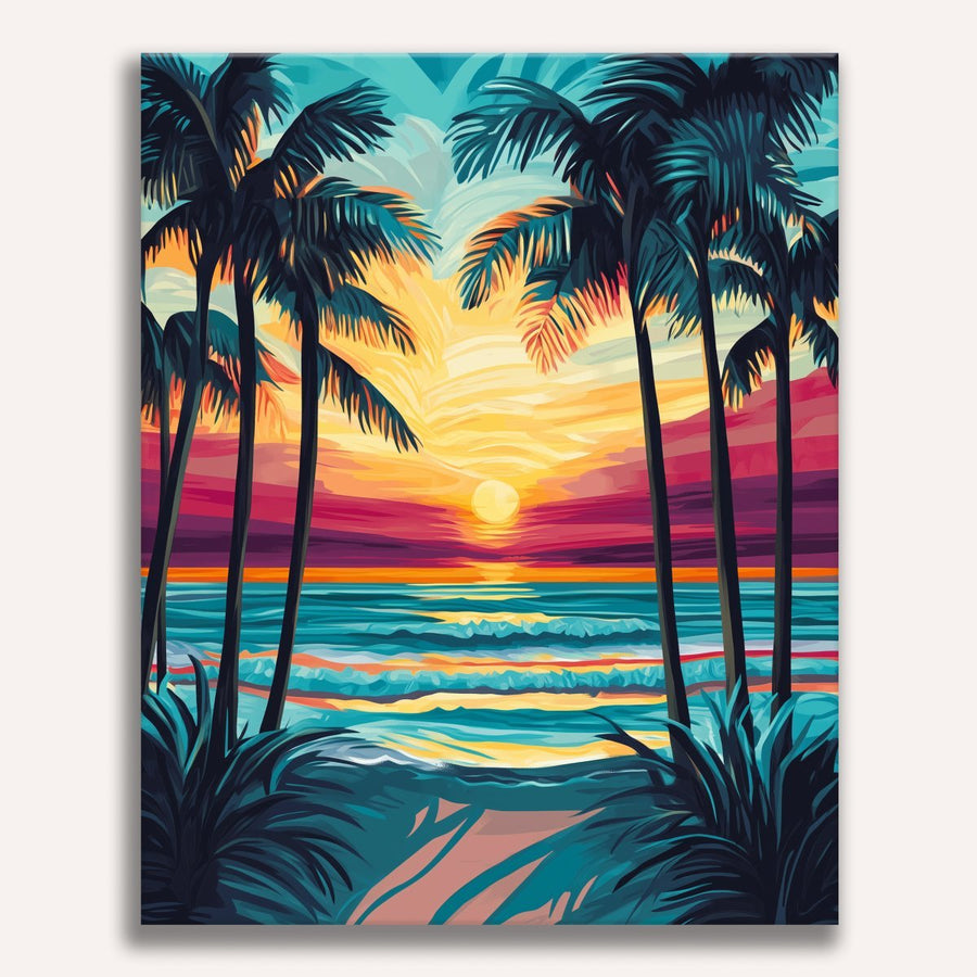 لوحة Sunlit Island Palms